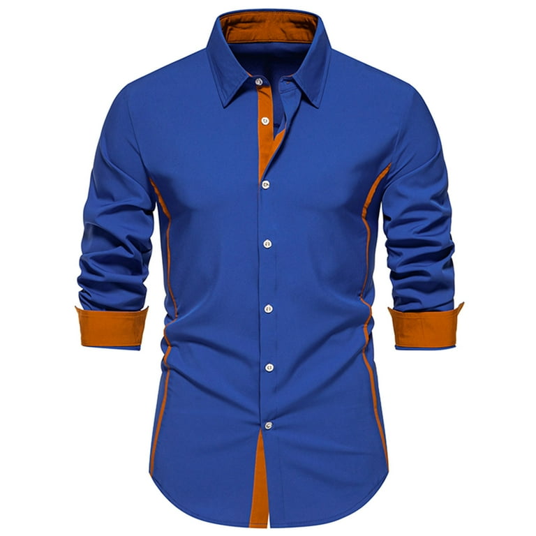 Casual Button Downs Shirts Hvyesh Men's Dress Shirt Long Sleeve