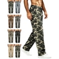 thumbnail image 1 of Casual Camo Cargo Pants for Men Relaxed Fit Straight Leg Elastic Waist Drawstring Multiple Pockets Outdoor Pants, 1 of 7