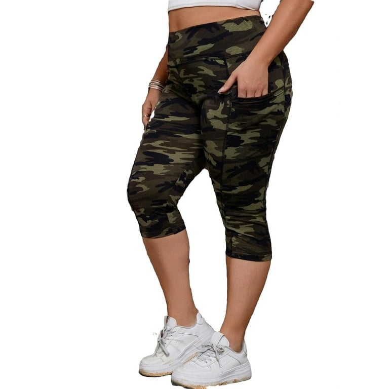Camouflage capri pants plus size discount