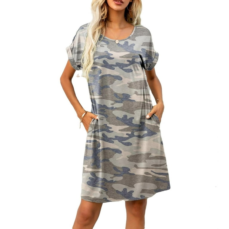 Womens camo t shirt dress sale