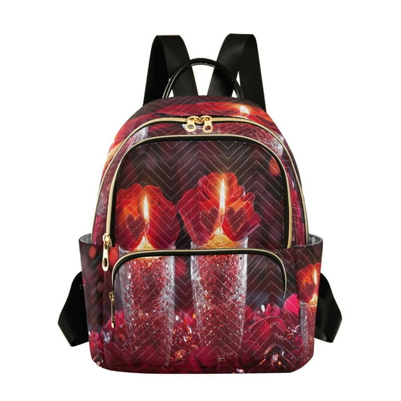 Casual Candles and Roses with Hearts Backpack for School,College and Travel, Water Resistant Bookbag,