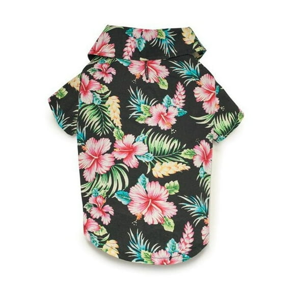Casual Canine ZM8258 16 17 Hawaiian Breeze Camp Shirt for Dog, Black - Medium