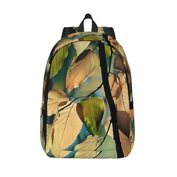 Casual Canvas Backpack Without Interlayer Large Capacity Stick Bag Design For Outdoor Shopping Office Outdoor Sports Abstract Leaves (1) Medium