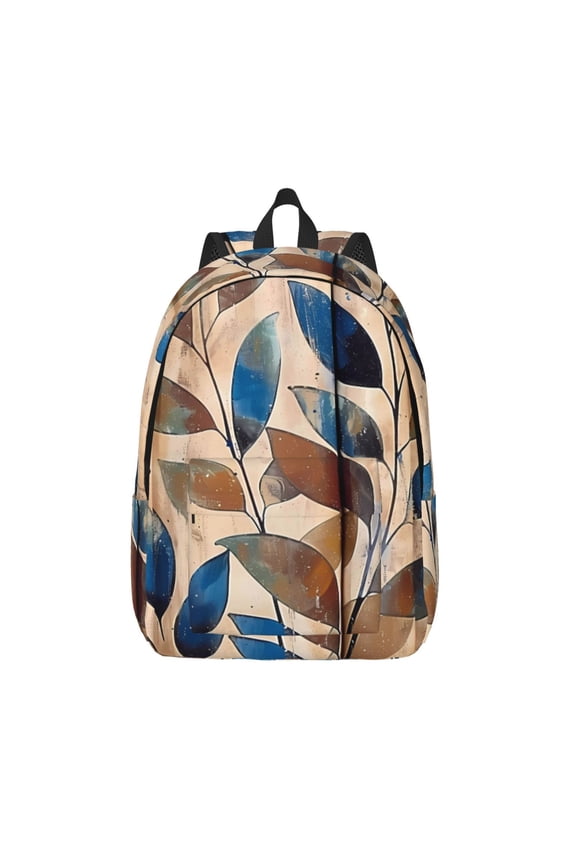 Casual Canvas Backpack Without Interlayer Large Capacity Stick Bag Design For Outdoor Shopping Office Outdoor Sports Abstract Leaves (7) Small