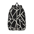 thumbnail image 1 of Casual Canvas Backpack Without Interlayer Large Capacity Stick Bag Design For Outdoor Shopping Office Outdoor Sports Black Geometric Lines_2 Medium, 1 of 7