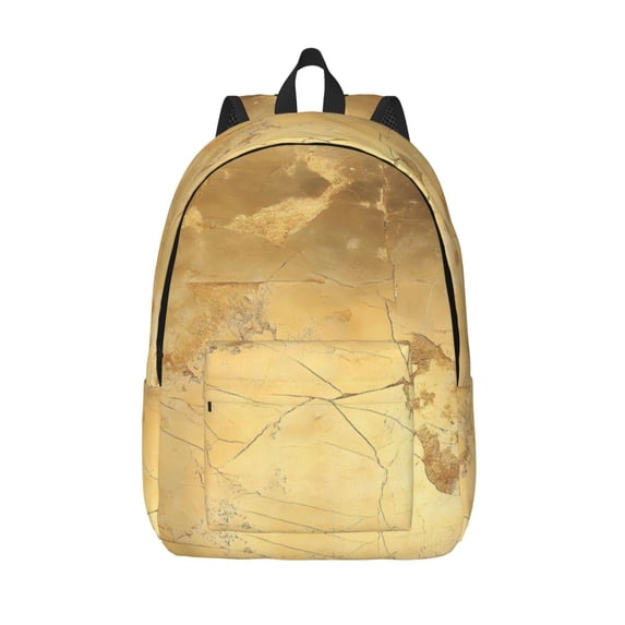 Casual Canvas Backpack Without Interlayer Large Capacity Stick Bag Design For Outdoor Shopping Office Outdoor Sports Gold Marble_3 Medium