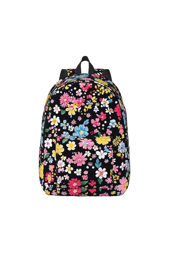 Casual Canvas Backpack Without Interlayer Large Capacity Stick Bag Design For Outdoor Shopping Office Outdoor Sports Groovy Flowers (9) Small