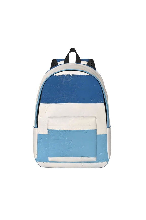 Casual Canvas Backpack Without Interlayer Large Capacity Stick Bag Design For Outdoor Shopping Office Outdoor Sports Light Blue Stripe_1 Small