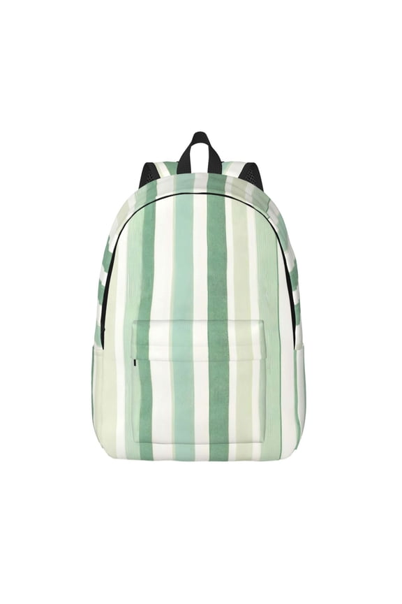 Casual Canvas Backpack Without Interlayer Large Capacity Stick Bag Design For Outdoor Shopping Office Outdoor Sports Lightgreen Stripe_18292_1 Small
