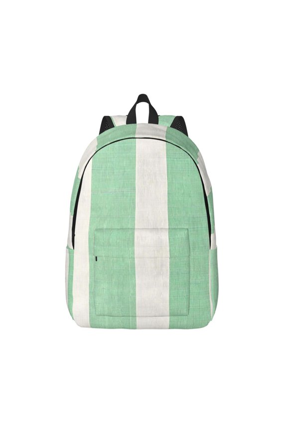 Casual Canvas Backpack Without Interlayer Large Capacity Stick Bag Design For Outdoor Shopping Office Outdoor Sports Lightgreen Stripe_4 Small