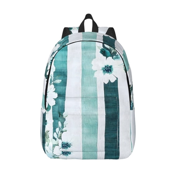 Casual Canvas Backpack Without Interlayer Large Capacity Stick Bag Design For Outdoor Shopping Office Outdoor Sports Lightseagreen Stripe_1 Small