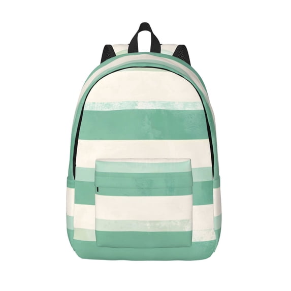 Casual Canvas Backpack Without Interlayer Large Capacity Stick Bag Design For Outdoor Shopping Office Outdoor Sports Lightseagreen Stripe_3 Small