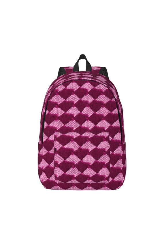 Casual Canvas Backpack Without Interlayer Large Capacity Stick Bag Design For Outdoor Shopping Office Outdoor Sports Magenta Houndstooth_4 Small