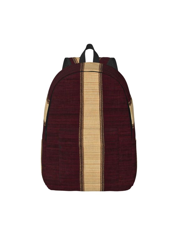 Casual Canvas Backpack Without Interlayer Large Capacity Stick Bag Design For Outdoor Shopping Office Outdoor Sports Maroon Stripe_3 Medium