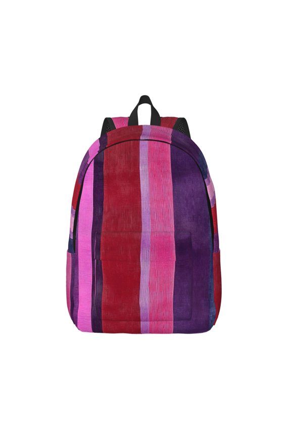 Casual Canvas Backpack Without Interlayer Large Capacity Stick Bag Design For Outdoor Shopping Office Outdoor Sports Mediumvioletred Stripe_4 Small