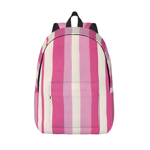Casual Canvas Backpack Without Interlayer Large Capacity Stick Bag Design For Outdoor Shopping Office Outdoor Sports Pink Stripe_3 Medium