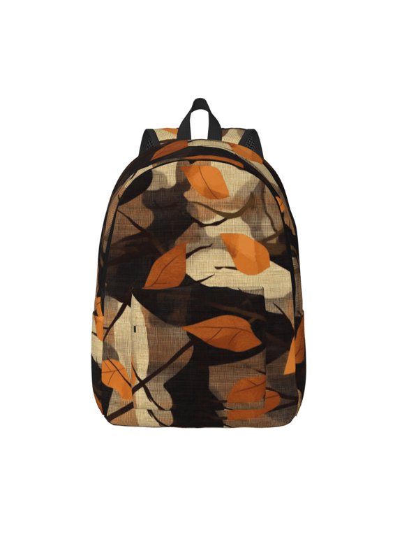Casual Canvas Backpack Without Interlayer Large Capacity Stick Bag Design For Outdoor Shopping Office Outdoor Sports Plaid Fall Camo Brown_3 Small