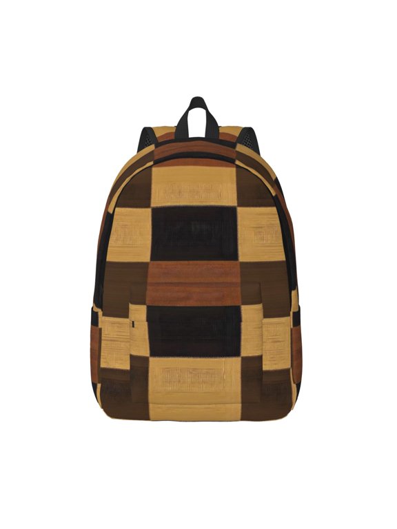 Casual Canvas Backpack Without Interlayer Large Capacity Stick Bag Design For Outdoor Shopping Office Outdoor Sports Plaid Fall Camo Brown_4 Small