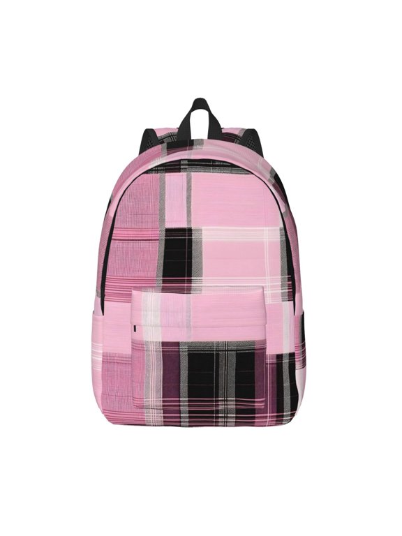 Casual Canvas Backpack Without Interlayer Large Capacity Stick Bag Design For Outdoor Shopping Office Outdoor Sports Plaid Fall Camo Pink_4 Small