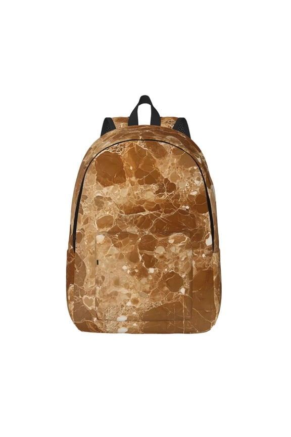 Casual Canvas Backpack Without Interlayer Large Capacity Stick Bag Design For Outdoor Shopping Office Outdoor Sports Sandybrown Marble_2 Small