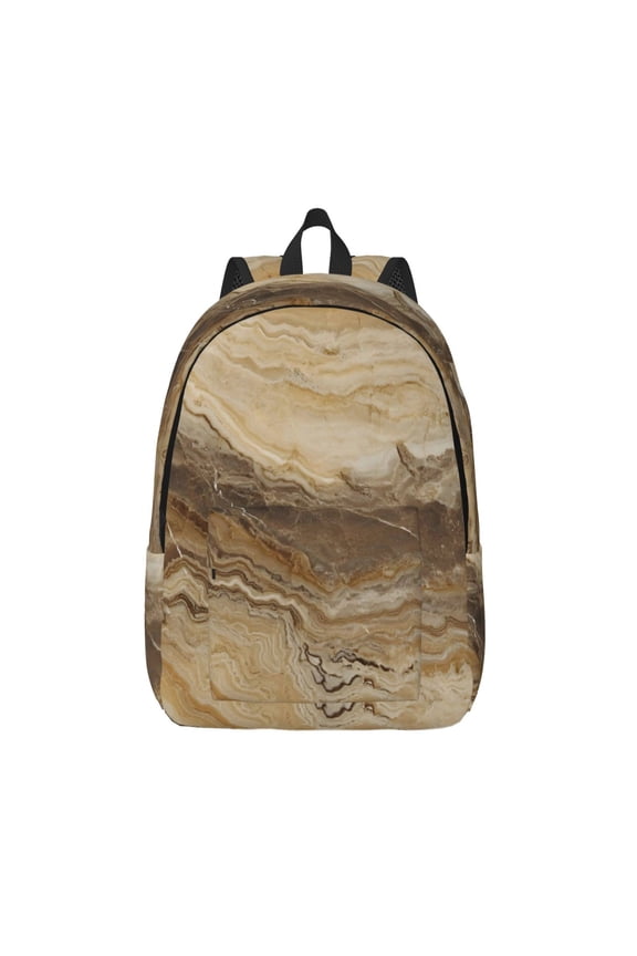 Casual Canvas Backpack Without Interlayer Large Capacity Stick Bag Design For Outdoor Shopping Office Outdoor Sports Sandybrown Marble_4 Small