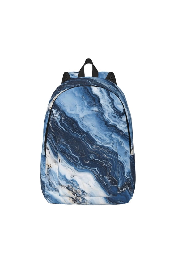 Casual Canvas Backpack Without Interlayer Large Capacity Stick Bag Design For Outdoor Shopping Office Outdoor Sports Slateblue Marble_3 Small