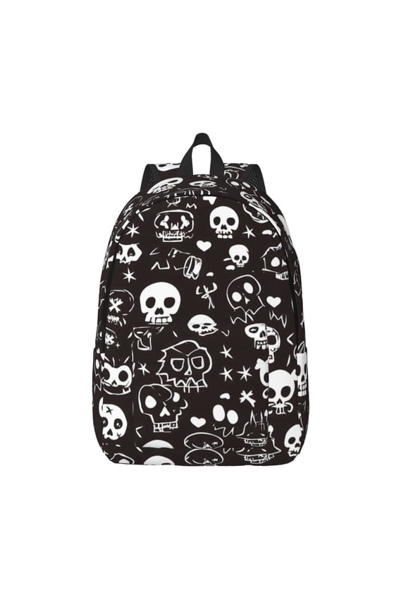 Casual Canvas Backpack Without Interlayer Large Capacity Stick Bag Design For Outdoor Shopping Office Outdoor Sports Weird Skull Head Small