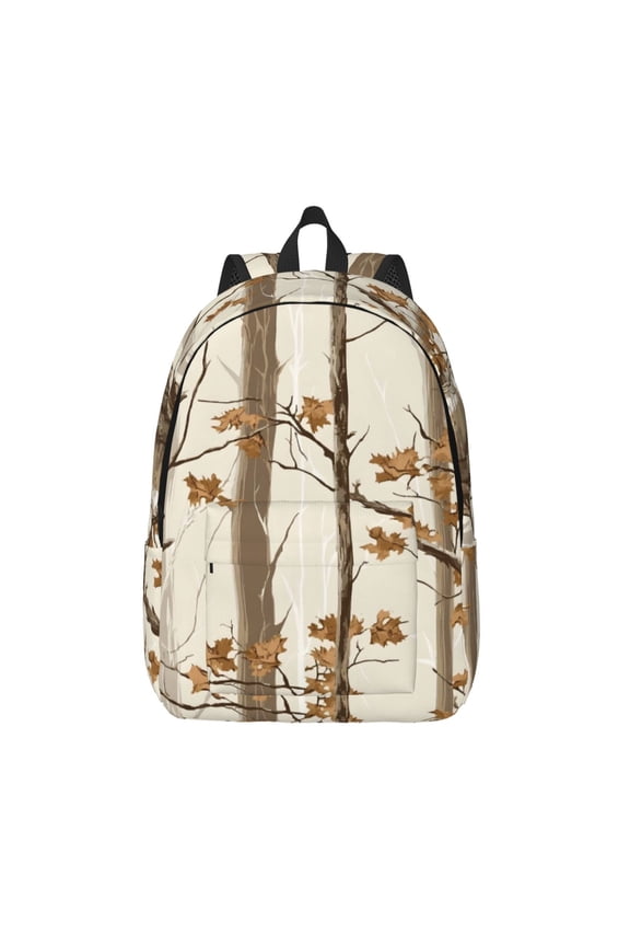 Casual Canvas Backpack Without Interlayer Large Capacity Stick Bag Design For Outdoor Shopping Office Outdoor Sports Woods Camouflage Tan_4 Medium
