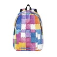 thumbnail image 1 of Casual Canvas Backpack Without Interlayer Large Capacity Stick Bag Design For Outdoor Shopping Office Outdoor Sports Aliceblue Colorful Houndstooth Hand-Drawn Sketch_2 Small, 1 of 7