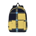 thumbnail image 1 of Casual Canvas Backpack Without Interlayer Large Capacity Stick Bag Design For Outdoor Shopping Office Outdoor Sports Argyle Plaid Cornflowerblue_4 Small, 1 of 7