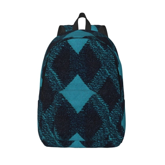 Casual Canvas Backpack Without Interlayer Large Capacity Stick Bag Design For Outdoor Shopping Office Outdoor Sports Argyle Plaid Darkturquoise_4 Small
