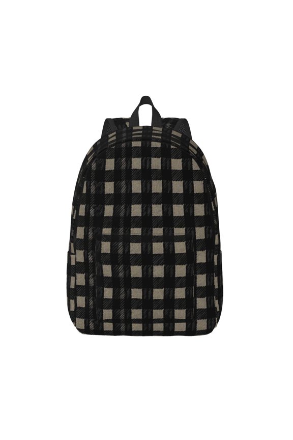 Casual Canvas Backpack Without Interlayer Large Capacity Stick Bag Design For Outdoor Shopping Office Outdoor Sports Black Houndstooth Vintage Texture_85706_3 Medium