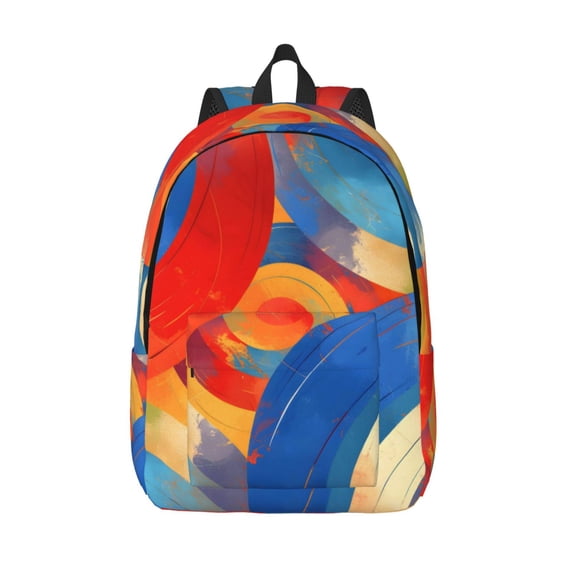 Casual Canvas Backpack Without Interlayer Large Capacity Stick Bag Design For Outdoor Shopping Office Outdoor Sports Indianred Tie-Dye Background Vibrant Colors And Swirling Patterns Medium