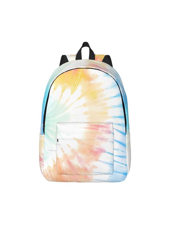 Casual Canvas Backpack Without Interlayer Large Capacity Stick Bag Design For Outdoor Shopping Office Outdoor Sports Lightgrey Tie-Dye Background Vibrant Colors And Swirling (3) Small
