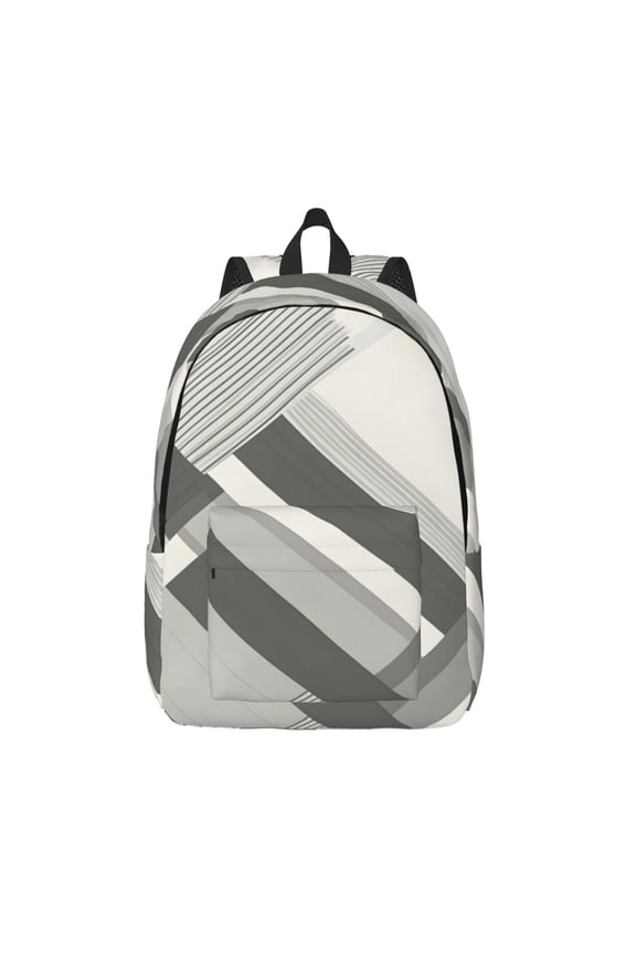 Casual Canvas Backpack Without Interlayer Large Capacity Stick Bag Design For Outdoor Shopping Office Outdoor Sports Lightslategray Geometric Lines_3 Small