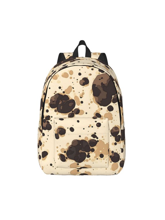 Casual Canvas Backpack Without Interlayer Large Capacity Stick Bag Design For Outdoor Shopping Office Outdoor Sports Milk Cow Print Style Sienna_1 Small
