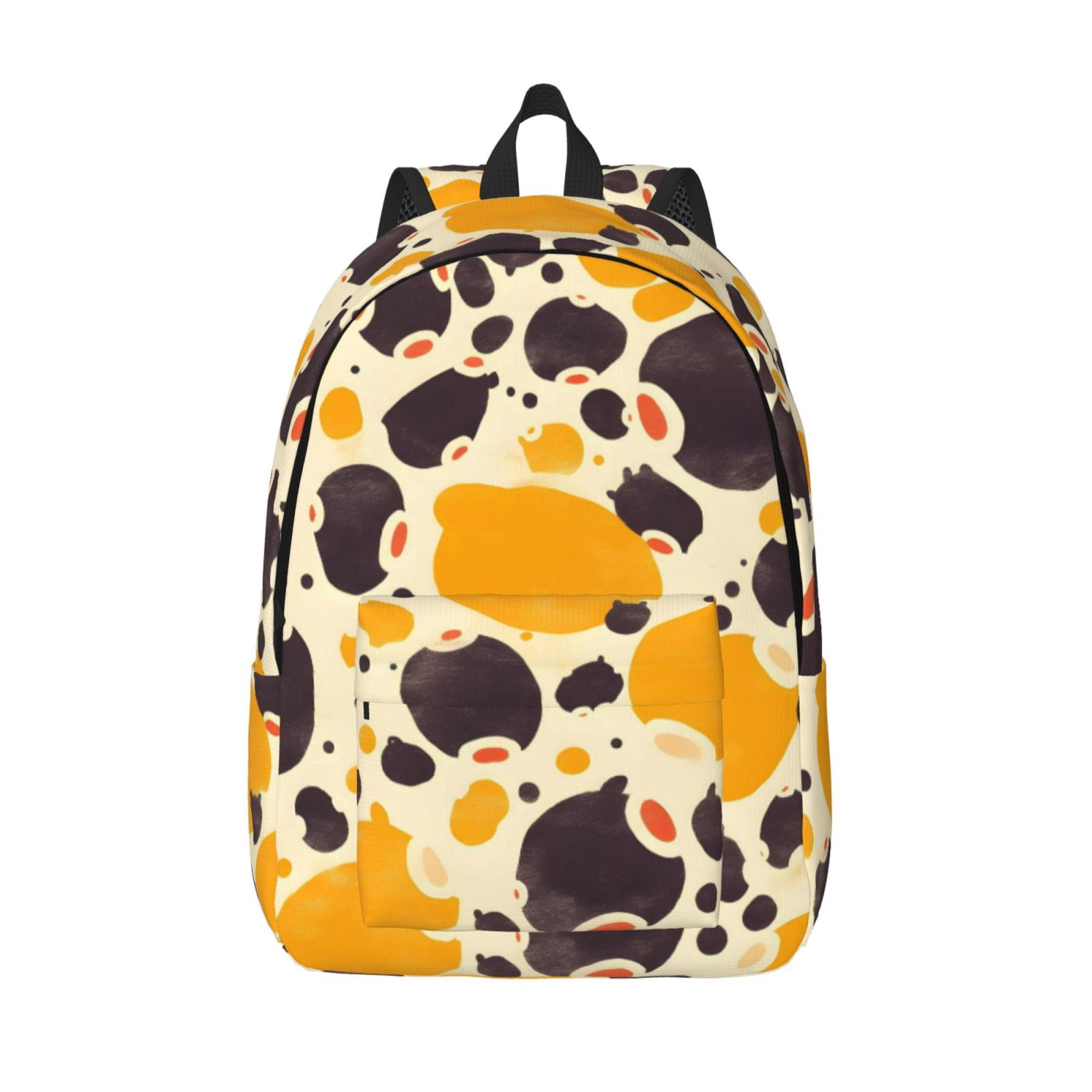 Casual Canvas Backpack Without Interlayer Large Capacity Stick Bag Design For Outdoor Shopping Office Outdoor Sports Milk Cow Print Style Sienna_3 Small