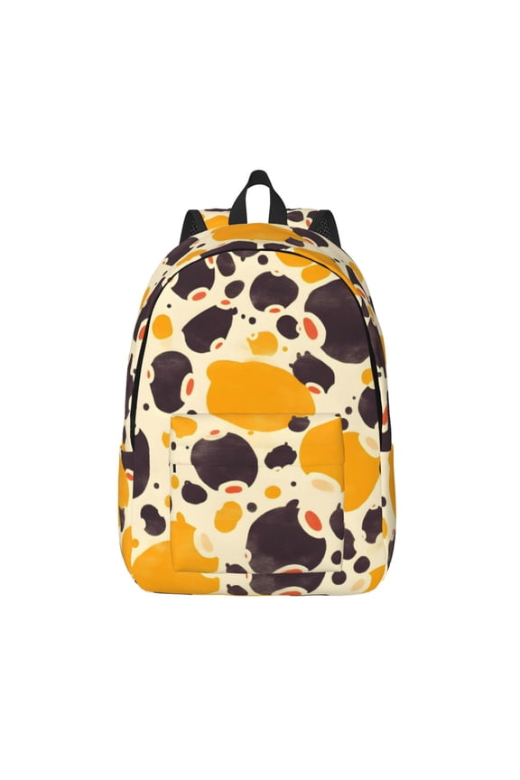 Casual Canvas Backpack Without Interlayer Large Capacity Stick Bag Design For Outdoor Shopping Office Outdoor Sports Milk Cow Print Style Sienna_3 Small