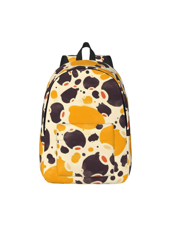 Casual Canvas Backpack Without Interlayer Large Capacity Stick Bag Design For Outdoor Shopping Office Outdoor Sports Milk Cow Print Style Sienna_3 Small