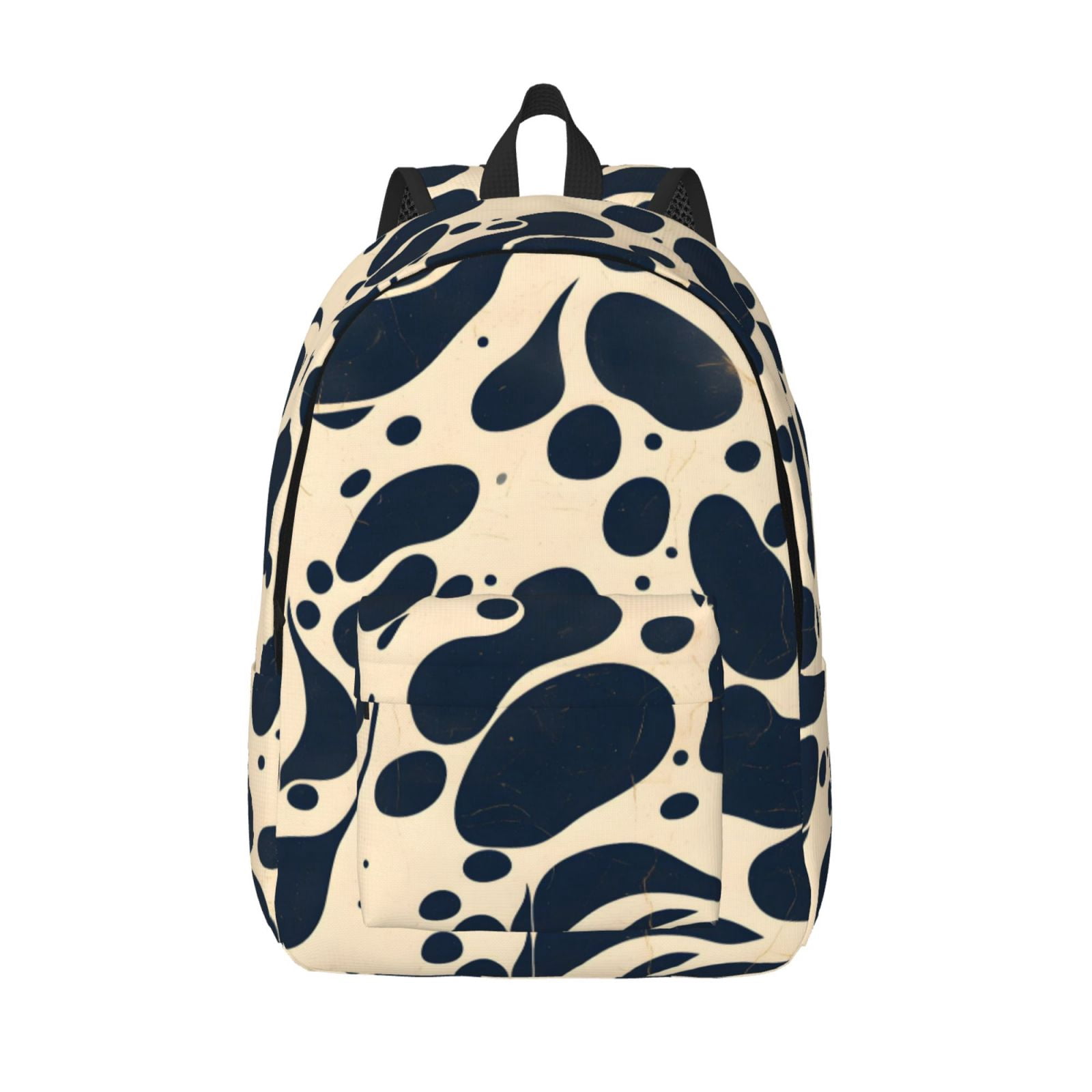Casual Canvas Backpack Without Interlayer Large Capacity Stick Bag Design For Outdoor Shopping Office Outdoor Sports Milk Cow Skin Print Style Darkvoilet_1 Medium