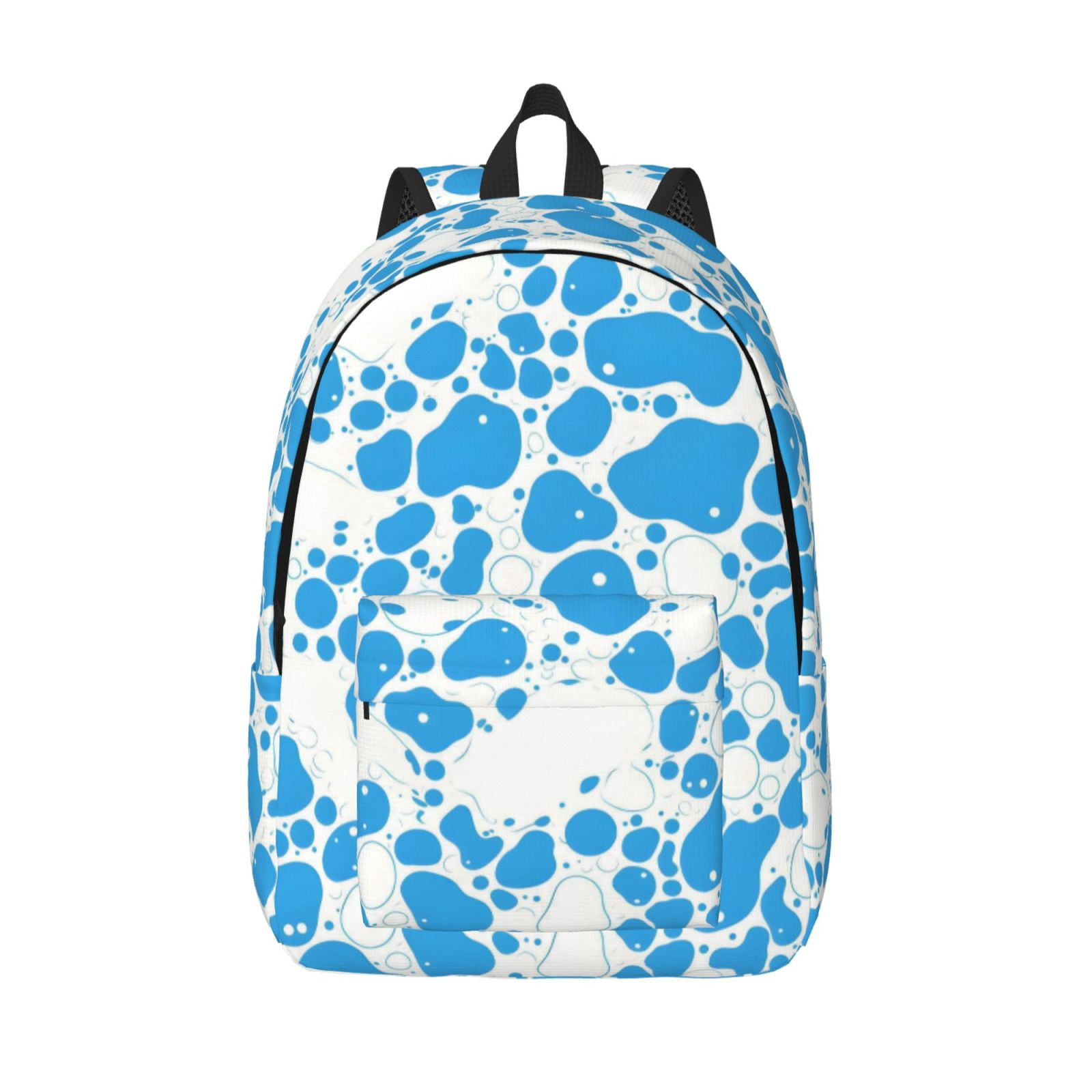 Casual Canvas Backpack Without Interlayer Large Capacity Stick Bag Design For Outdoor Shopping Office Outdoor Sports Milk Cow Skin Print Style Powderblue_3 Medium