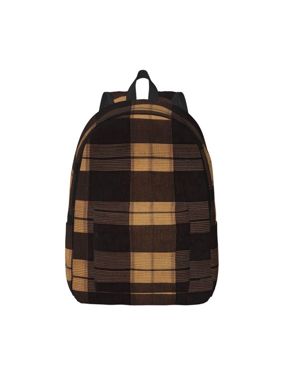 Casual Canvas Backpack Without Interlayer Large Capacity Stick Bag Design For Outdoor Shopping Office Outdoor Sports Saddlebrown Buffalo Plaid Check Tartan Scotland_3 Small
