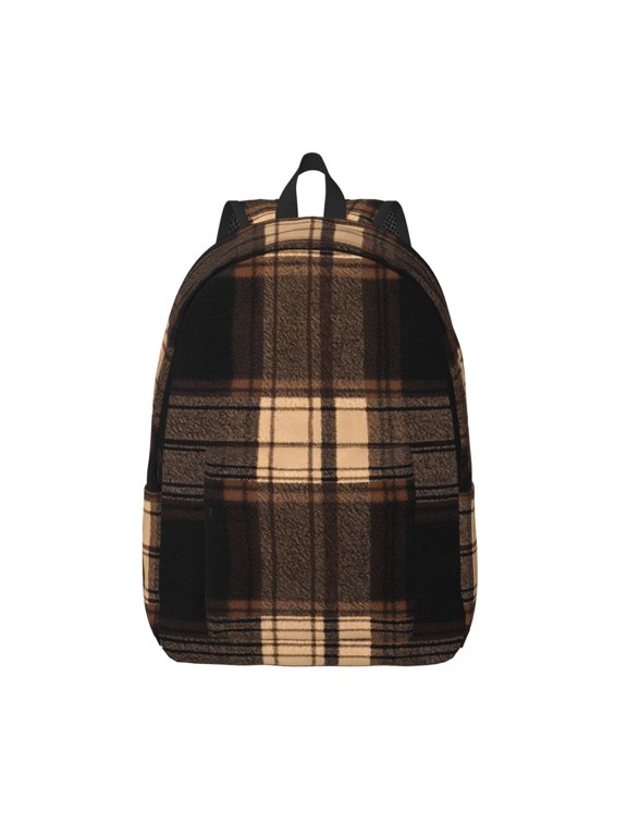 Casual Canvas Backpack Without Interlayer Large Capacity Stick Bag Design For Outdoor Shopping Office Outdoor Sports Saddlebrown Buffalo Plaid Check Tartan Scotland_2 Medium