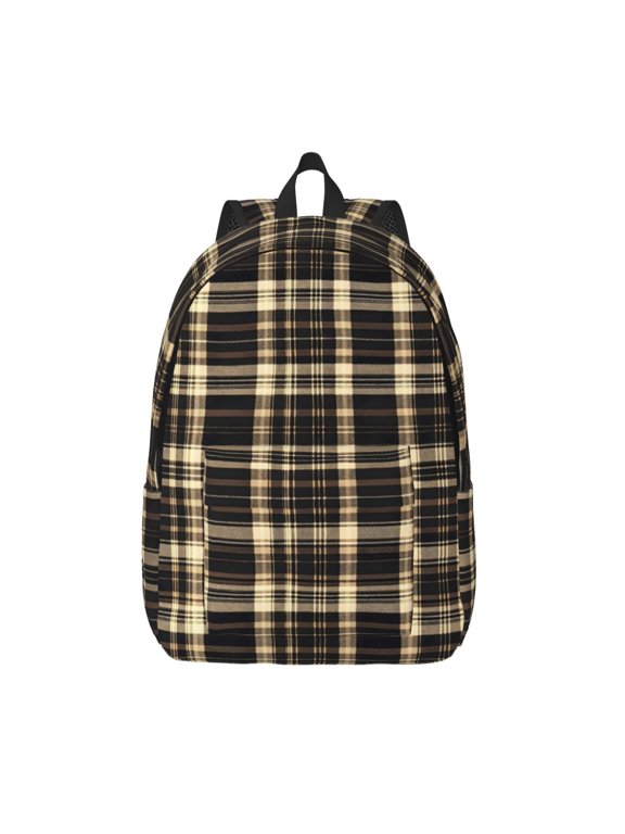 Casual Canvas Backpack Without Interlayer Large Capacity Stick Bag Design For Outdoor Shopping Office Outdoor Sports Saddlebrown Buffalo Plaid Check Tartan Scotland_4 Small