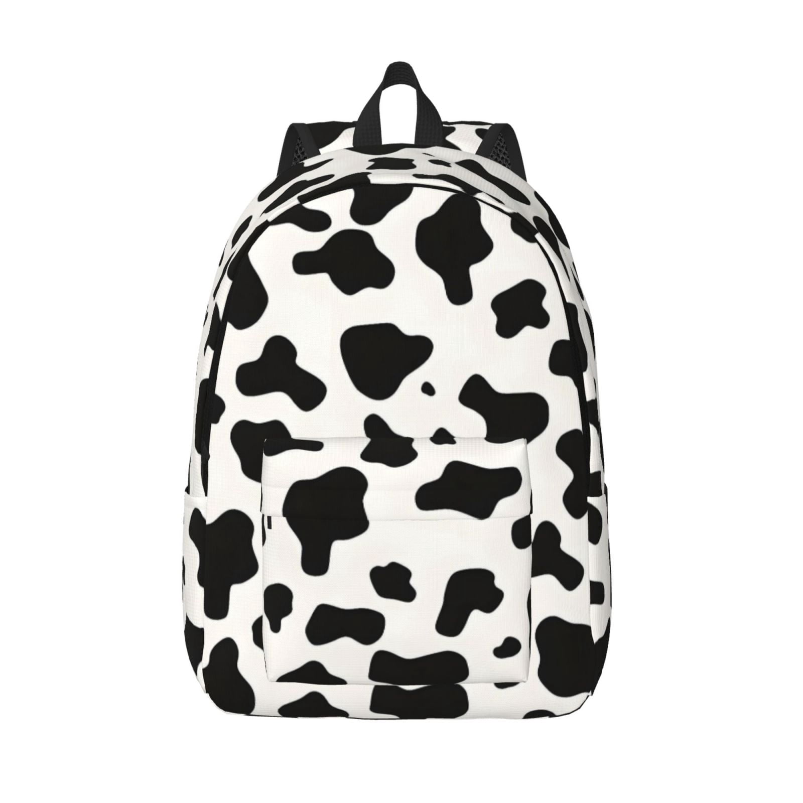 Casual Canvas Backpack Without Interlayer Large Capacity Stick Bag Design For Outdoor Shopping Office Outdoor Sports Simple Cow Print Pattern, Vector Art Style_1 Small
