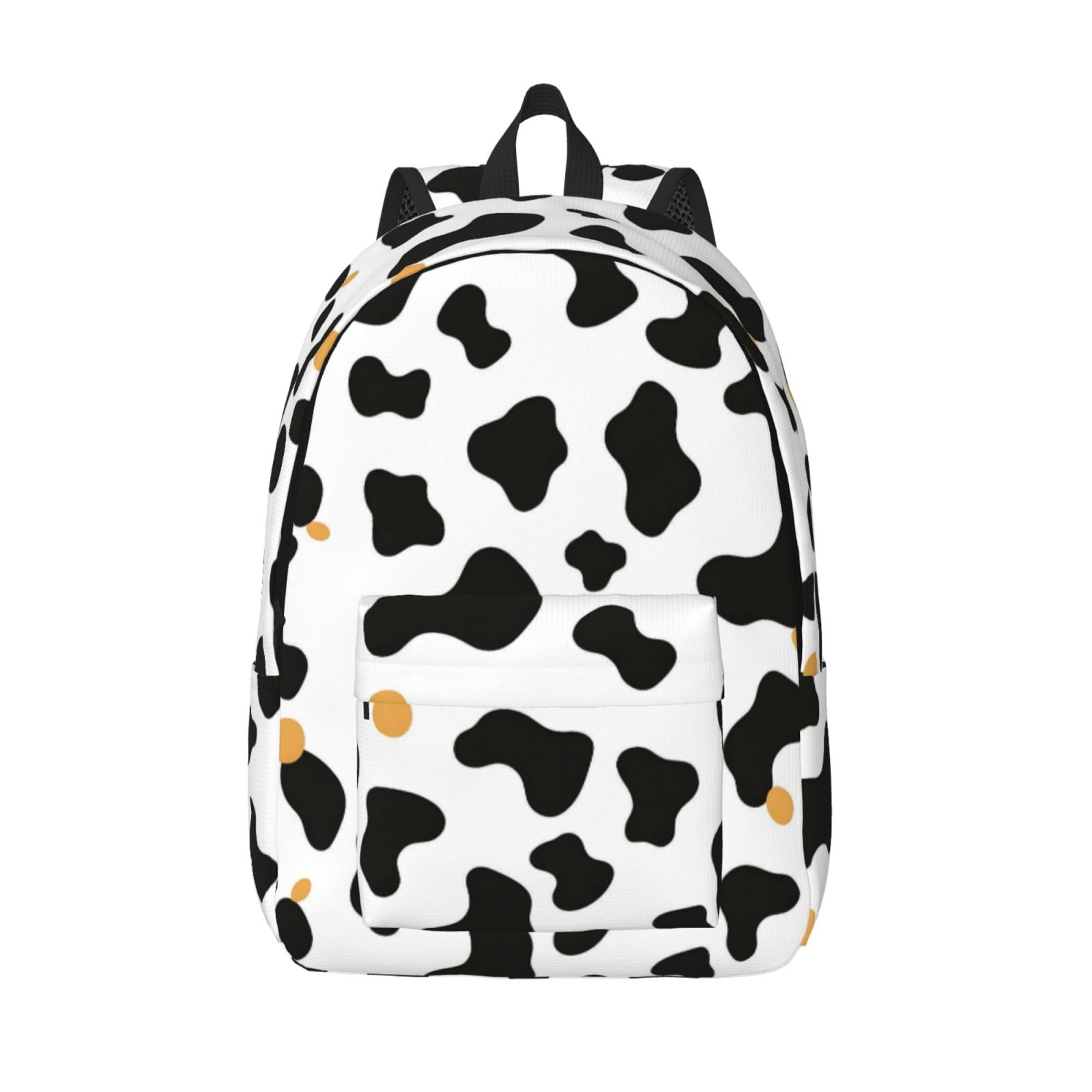 Casual Canvas Backpack Without Interlayer Large Capacity Stick Bag Design For Outdoor Shopping Office Outdoor Sports Simple Cow Print Pattern, Vector Art Style_2 Medium