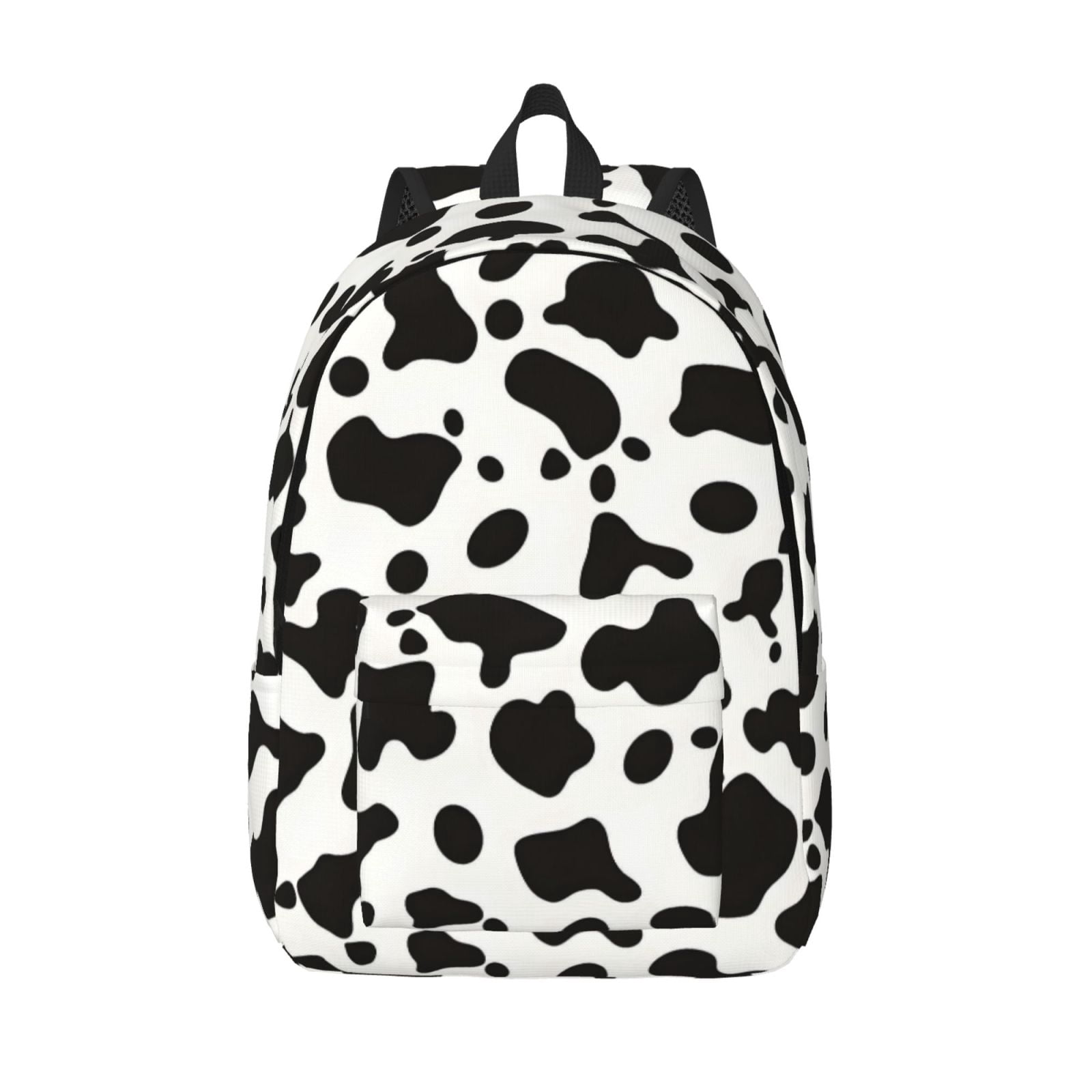 Casual Canvas Backpack Without Interlayer Large Capacity Stick Bag Design For Outdoor Shopping Office Outdoor Sports Simple Cow Print Pattern, Vector Art Style_3 Medium
