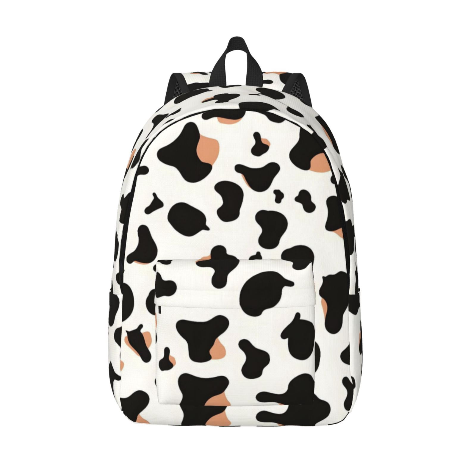 Casual Canvas Backpack Without Interlayer Large Capacity Stick Bag Design For Outdoor Shopping Office Outdoor Sports Simple Cow Print Pattern1_1 Medium