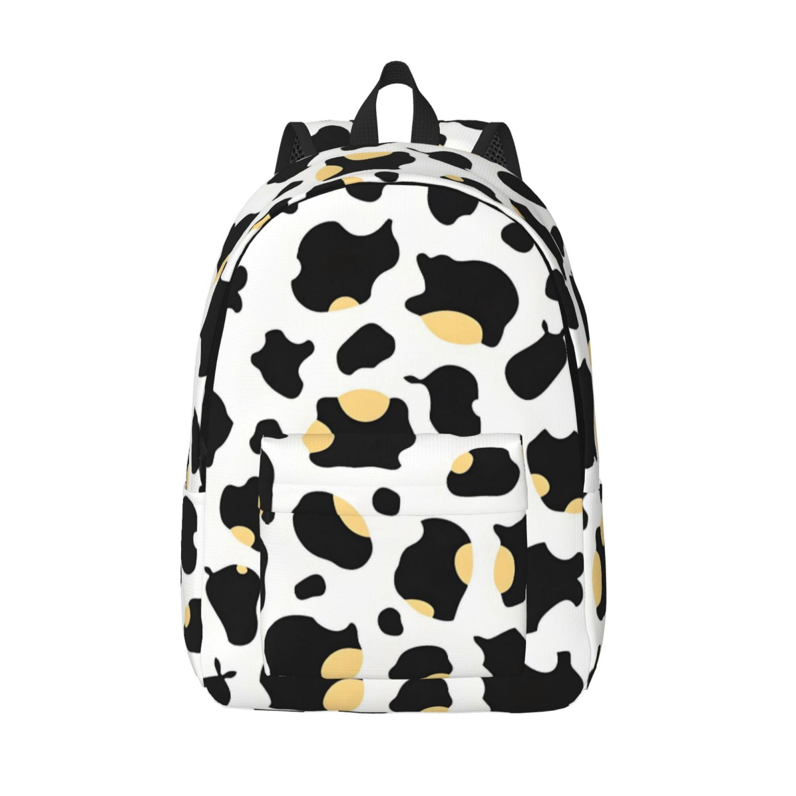 Casual Canvas Backpack Without Interlayer Large Capacity Stick Bag Design For Outdoor Shopping Office Outdoor Sports Simple Cow Print Pattern1_2 Medium