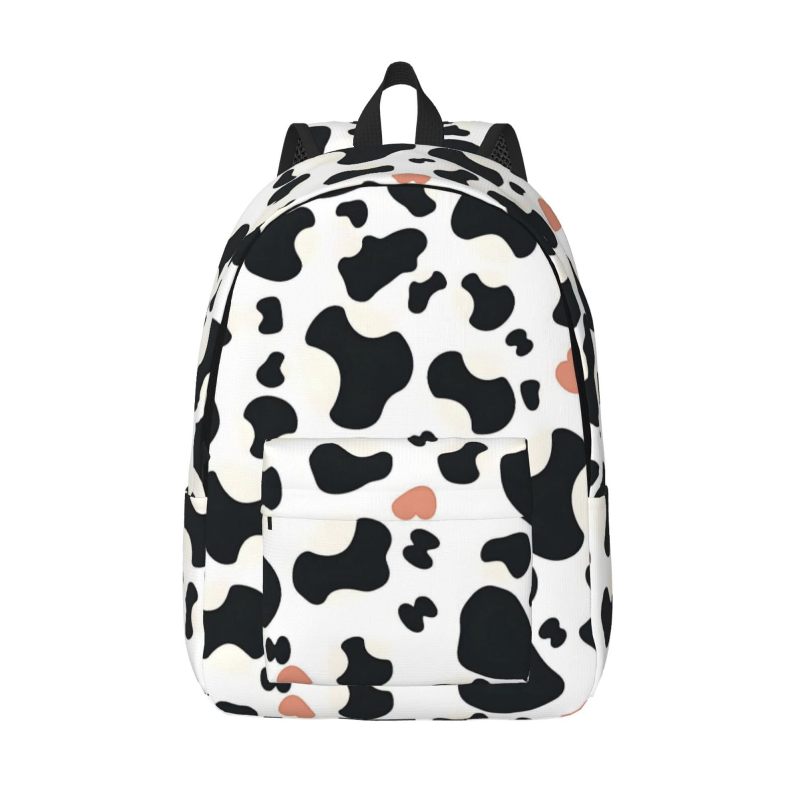 Casual Canvas Backpack Without Interlayer Large Capacity Stick Bag Design For Outdoor Shopping Office Outdoor Sports Simple Cow Print Pattern1_3 Medium